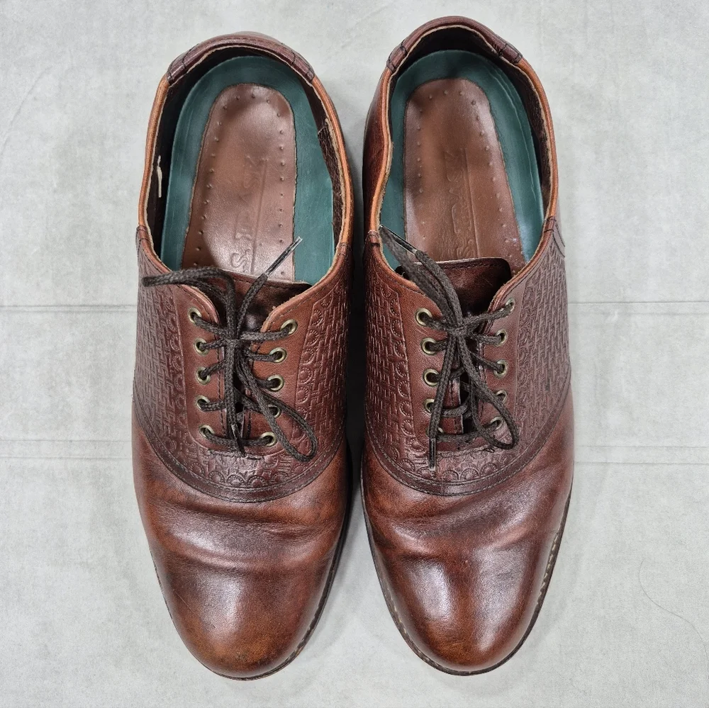 H.S. Trask Bozeman Montana Oxford Saddle shoes men's 11.5 M brown leather
